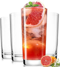Drinking Water Glass Cups Set, Crystal Highball Glasses cups set of 4, 16oz | by LUNAMANTHA