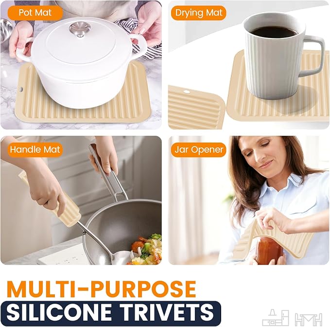 Silicone Trivet Mats 2 Heat Resistant Pot Holders Multipurpose Non-Slip Hot Pads - Image 3