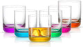 JoyJolt Hue Colorful Whiskey Set of 6, 10oz Drink Glasses, Double Old Fashioned by JoyJolt