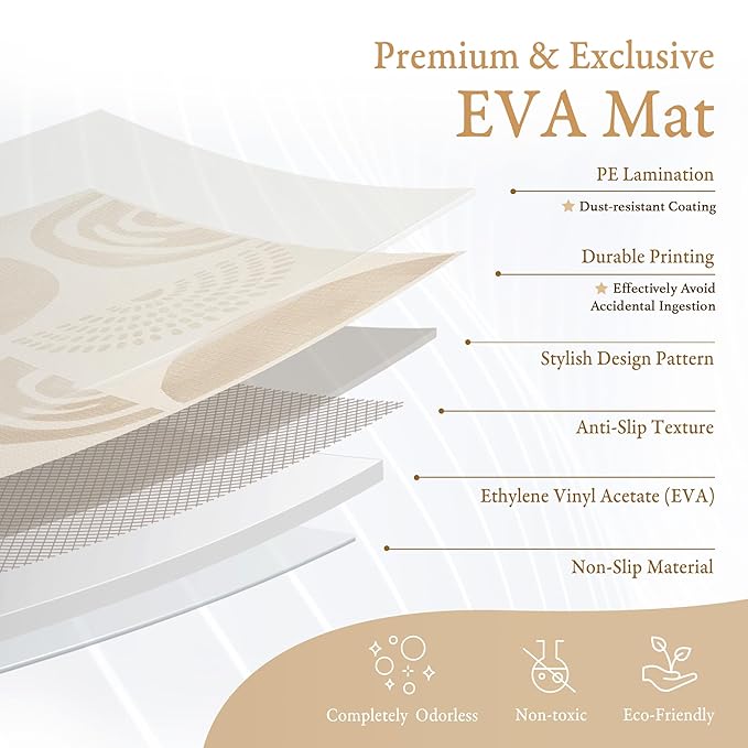 PopsyKosy Premium Exercise & Baby Foam Play Mats - Stylish & Large Non-Toxic Odorless Floor Mat - 6 Tiles - Spacious 6ft x 4ft - Peel-Resistant Reinforced Ver.- Soft Thick, Waterproof - Desert Sand