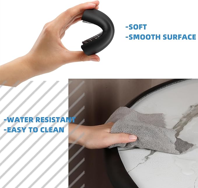 2 Pack L Shape Extra Thick Furniture Table Edge Protectors Foam Baby Safety Bumper Guard 16.4 Ft,Hearth Cushion,for Table, Fireplace, Countertop(with 8 Corners) (Black)