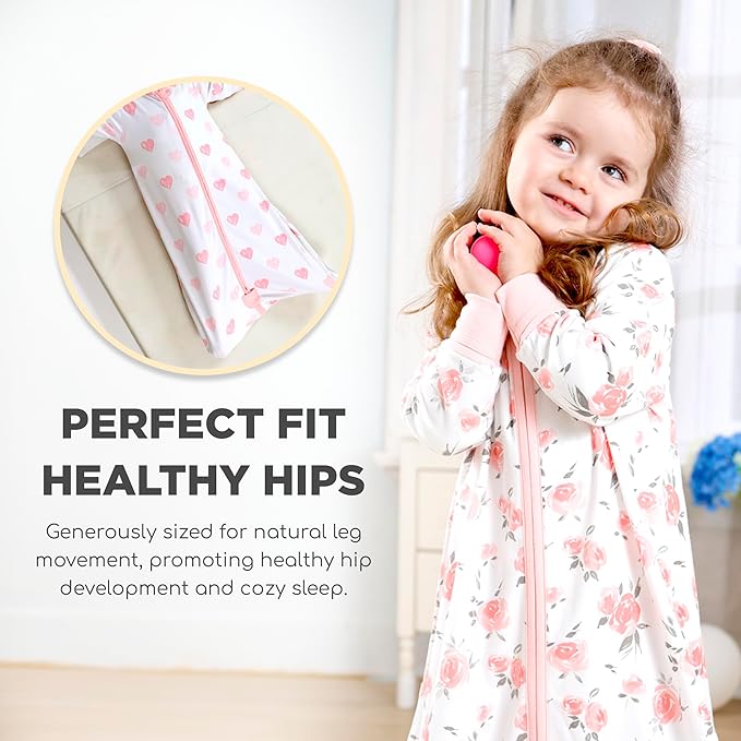 Mama Cheetah Baby Sleep Sack with Sleeves, 0.5 TOG Organic Cotton Wearable Blanket and Two-Way Zipper, Swaddle Transition Long Sleeve Sleeping Bag for Newborn Infant Toddler, 18-24 Months