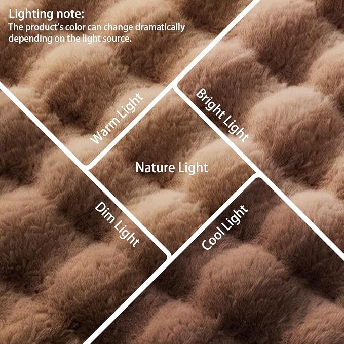 Coffee Rabbit Plush Rug 3'x5', Fluffy Shaggy Area Rug - Image 5