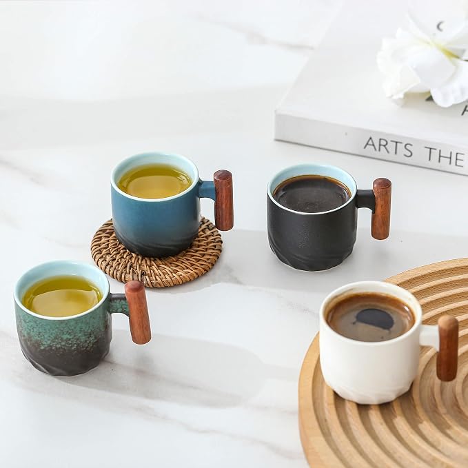 Zurucily Porcelain Espresso Cups Set of 2, Small Tea Cups, 2 oz Ceramic - Image 3