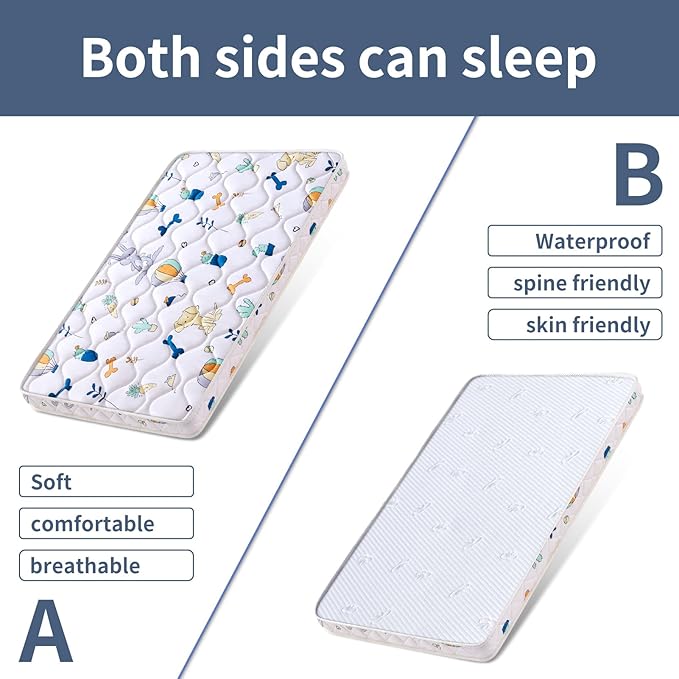 Baby Bassinet Mattress 35x 20 inches- Firm Support and Comfort Premium Foam,Noiseless and Odorless,Hypoallergenic Small Crib Mattress, Fits Moses Basket, Dual Sided with Soft Breathable Fabric