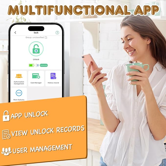 Eseesmart Smart Cabinet Lock, Hidden Magnetic Bluetooth RFID Keyless Drawer Lock, Baby Proofing Child Safety Cabinet Locks for Liquor File Cabinet Cupboard Desk Dresser Adults Black