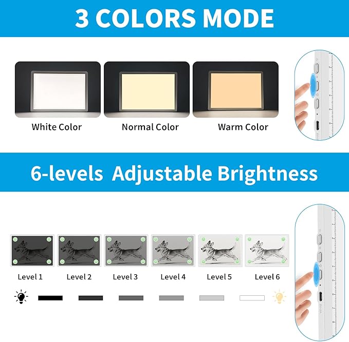 Phylosal Magnetic A4 Light Pad, Super Bright Light Box with Side Button, Diamond Art Light Board, Lightbox for Tracing and Drawing, USB Power Artcraft Light Table for Sketching, Weeding Vinyl (White)