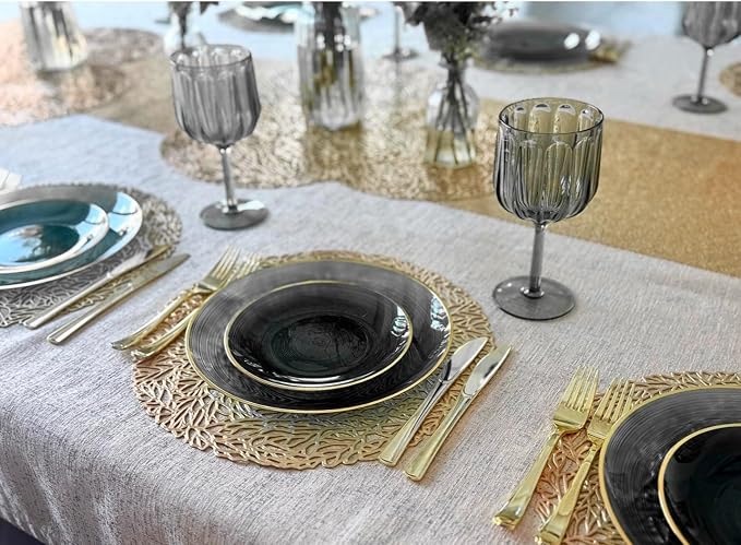 " OCCASIONS " 640pcs set-Wedding Party Disposable Plastic Plate Set -80 x 10'' - Image 5