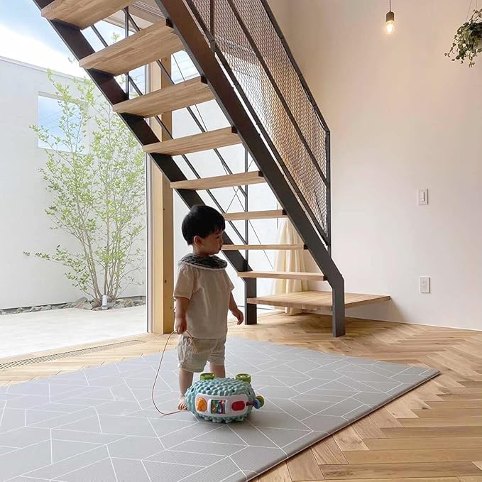 LITTLE Bot Ofie Mat, Soft Reversible Foam Baby Play Floor mat, Waterproof, 6.5 ft x 4.5 ft, Durable and Non-Toxic (Zen line, Large)