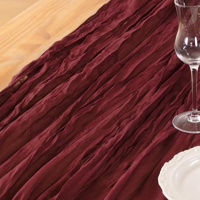 DeZerlor Burgundy Cheesecloth Table Runners 6 Pack Christmas Runners | - Image 6