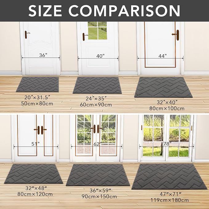 hicorfe Dirt Trapper Indoor Doormat, Non Slip Backing Washable Door Mats - Image 5