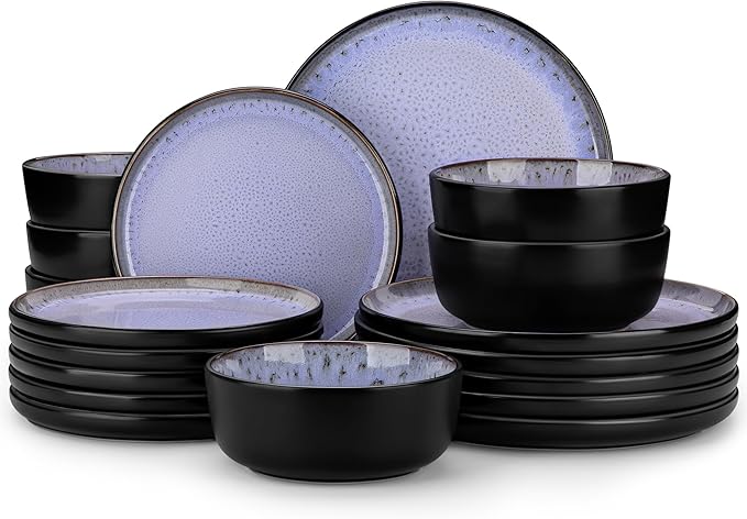 vancasso Plates and Bowls Sets, 18 Pieces Stoneware Dinnerware Sets by vancasso