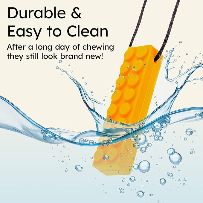 Gafly Sensory Chewing Tool Necklace for Kid's Sensory Integration with Autism and ADHD | Textured Silicone for Teething, and Biting, 2 Pack with Extra Cord and Clasp in Assorted Colors (2 Pack)