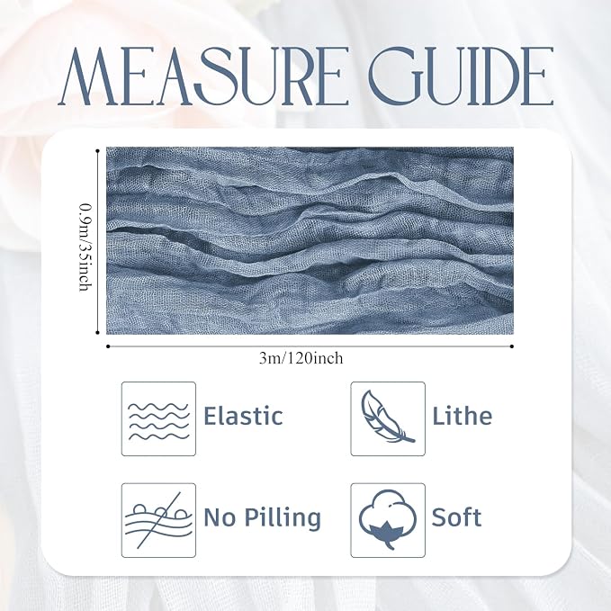 Cheesecloth Table Runner Dusty Blue 10FT Boho Gauze Table Runners | 120 Inch - Image 2