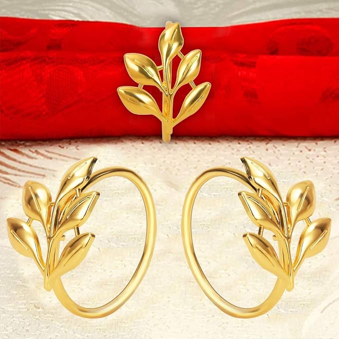 KPOSIYA Set of 12 Leaf Napkin Rings Metal Gold Napkin Holder Table Napkin Rings - Image 7