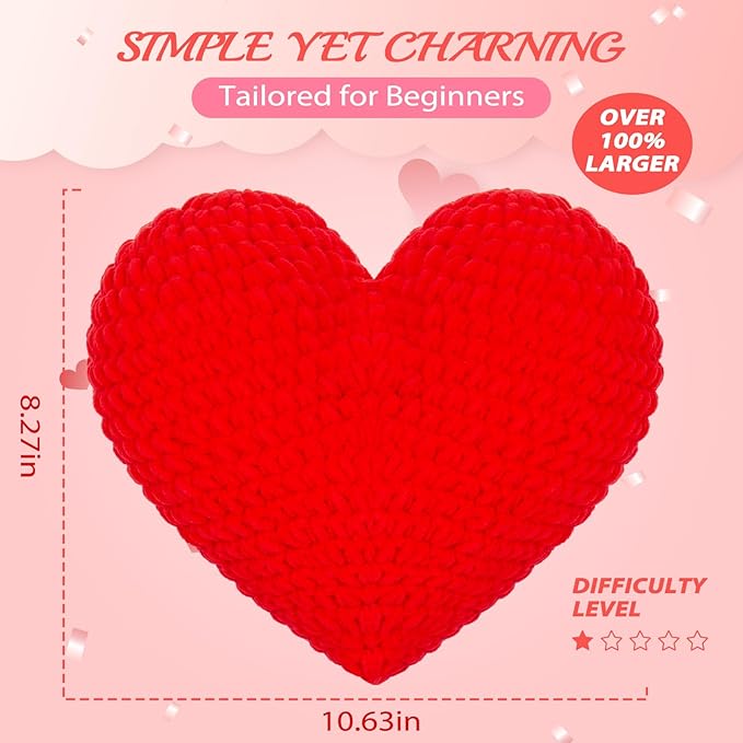 Crochetta Crochet Kit for Beginners, Crochet Kit w Step-by-Step Video Tutorials, Crochet Starter Kit Learn to Crochet Kits for Adults Kids Beginners, Heart Crochet Kit