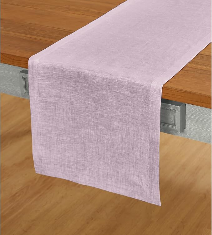 Solino Home 100% Pure Linen Table Runner Lavender, Athena 14 x 120 in Long | by SolinoHome