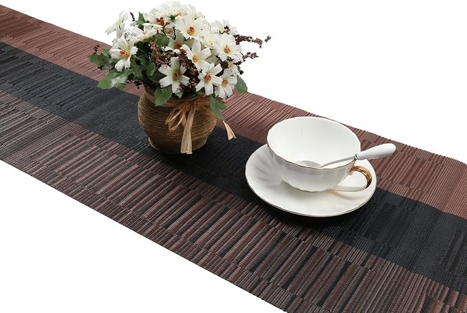 SHACOS Woven Vinyl Table Runners PVC Table Runners 12 x 90 inch Long Wipeable - Image 5