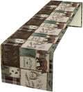 Rustic Cabin Bear Table Runner, Vintage Cottage Country Style Pine Tree Elk by SXXLDNG