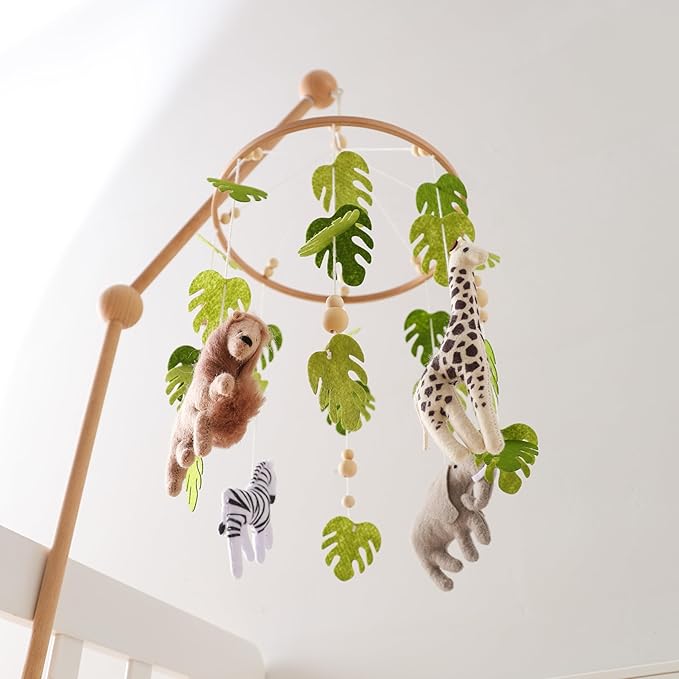 EERKEOD Baby Crib Mobile Baby Nursery Mobile Handmade Felt Forest Animal Mobile for Baby Boys and Girls Woodland Nursery Decor for Infant Bedroom Hanging Gender Neutral Baby Stuff
