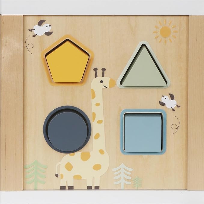 Wooden Activity Cube, 6-in-1 Montessori Toys for 1+ Year Old Boys & Girls, Educational Learning Toys for 1 2 3 Year Old Baby|Bead Maze|Shape Sorter|Mirror|Gear