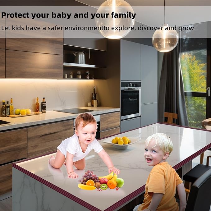Corner Protector for Baby, Widen Edge Protector with Adhesive Backing, Baby Proofing Edge Corner Protectors Self Adhesive Furniture Corner Guard Bumper for Table, Desk, Fireplace (Brown, 16.4ft)