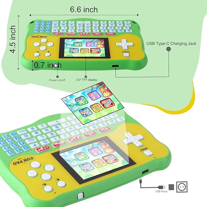 Kids Tablet/Baby Learning Pad with 102 Activities/Toddler Tablet with ABC/Words/Music/Math Interactive Educational Electronic Toys Gifts Handheld Game for Preschool Boys Girls Ages 3-12