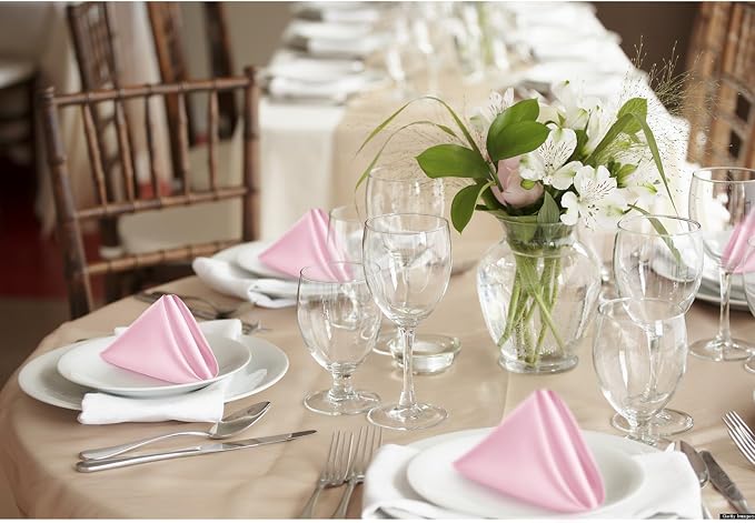P Pothuiny 24 Pcs Pink Satin Napkins 17 x 17 Inch, Satin Cloth Napkins | Square - Image 7