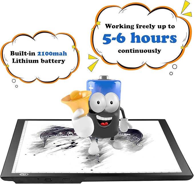 RTjoy Rechargeable A4 LED Light Tracing Pad, Adjustable Battery Powered Drawing Tablet, Artcraft Portable Light Copy Board for Tattoo Transferring, Diamond Art, Weeding Vinyl