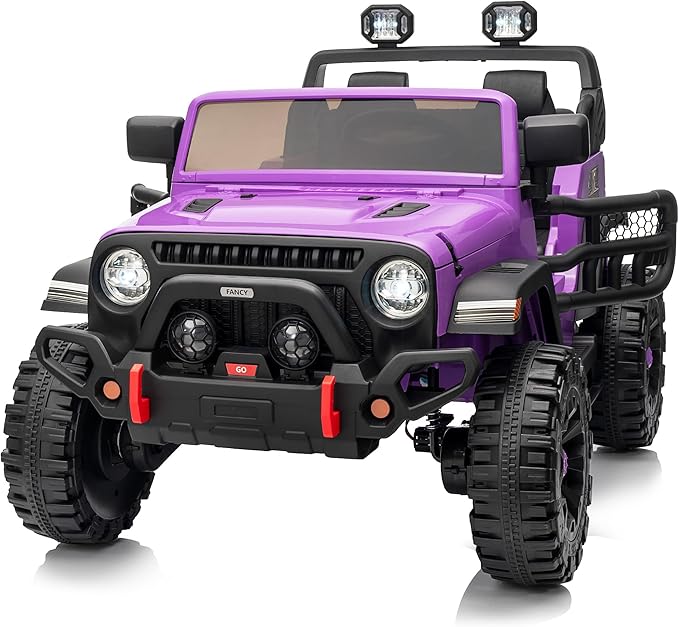 2 Seater Ride on Toy Car for Kids, 24V 4x4 Ride-on Truck Kids Electric Car w/Remote Control, 4x200W Motors - Purple