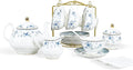 fanquare 15 Piece Blue Rose Porcelain Tea Set, British Floral Teapot by fanquare