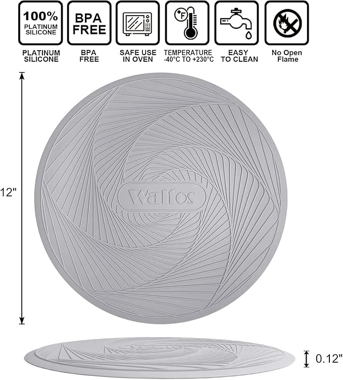 Walfos 12-Inch Silicone Microwave Mat & Pot Holders, Non-Slip Heat Resistant - Image 7