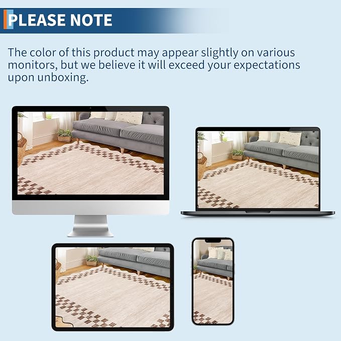 GarveeHome 8x10 Area Rug for Living Room Scalloped Washable Large Bedroom Rug - Image 9