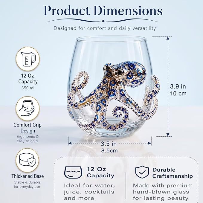 Coral Reef 3D Ocean Glassware, Unique Embossed Wine Glass Tumbler | Artisanal - Image 3