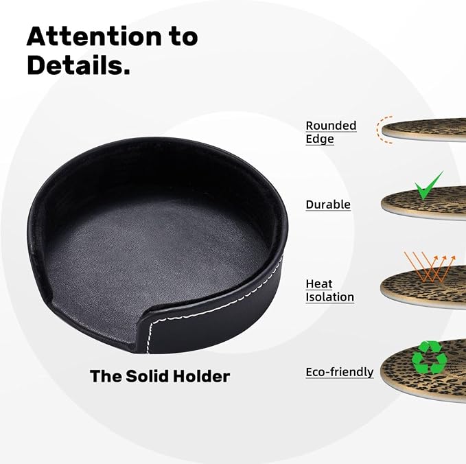 Drink Coasters with Holder Stand Set of 6 - Image 4