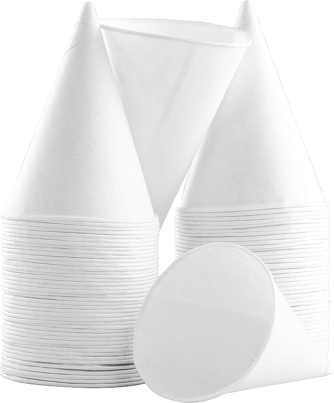 Eco-Friendly Wax-Free 4.5oz White Paper Cone Cups 25Pk. Small Dispenser Cup by FoodRestaurantSupplies