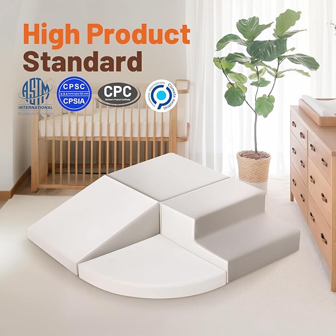 Foam Blocks Climbing for Kids: Toddler Toys for Indoor and Outdoor Fun - Soft PU Leather Play Structure for Crawling and Sliding - Ideal for Playhouse and Play Gym Activities