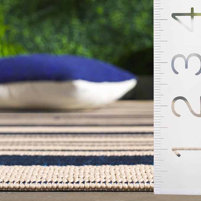 SAFAVIEH Courtyard Collection 2'3" x 20' Navy/Beige CY6062 Stripe Indoor/ - Image 5