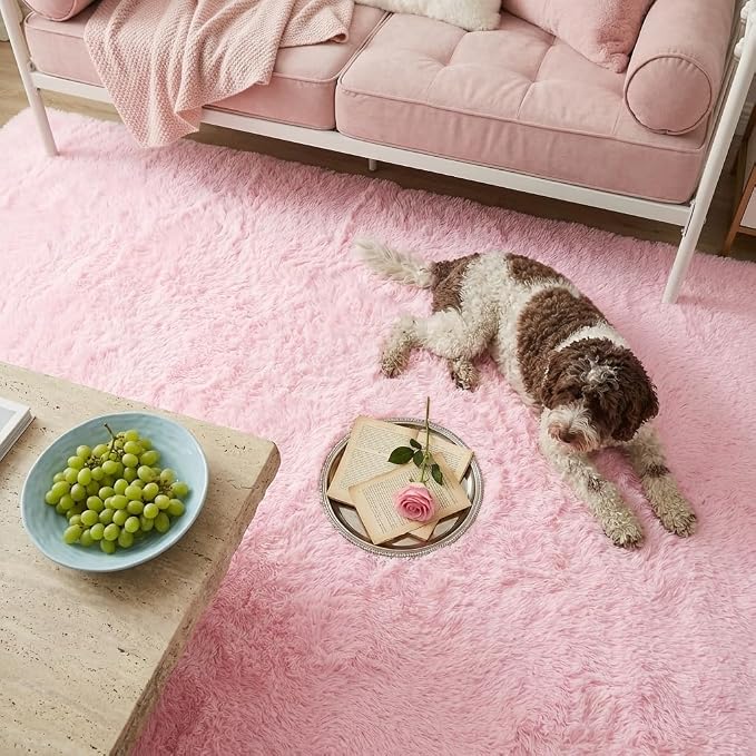 Mugorn Pink Fluffy Soft Rugs for Girls Bedroom, 4x6 Ft Shaggy Area Rugs for - Image 6