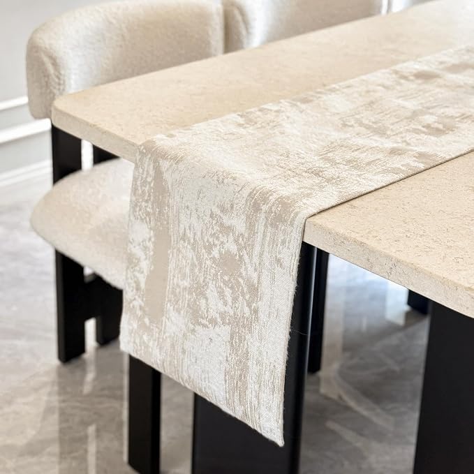 Beige Table Runner Modern Art Farmhouse Table Runners Retro Rustic Style by ZIWUROAD
