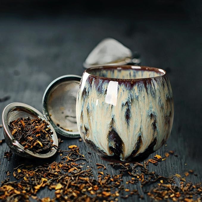 2X Ceramic Mug Teacup Kitchen Utensils Coffee Mug Infuser Handmade Ceramic - Image 6