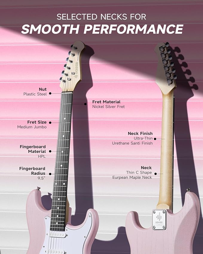 DONNER DST-80 Electric Guitar 39” Beginner Electric Guitar Kit with Amp, Classic SSS Pickup Complete with Gig Bag, Tuner, Capo, Strap, Picks, and Free Online Lessons