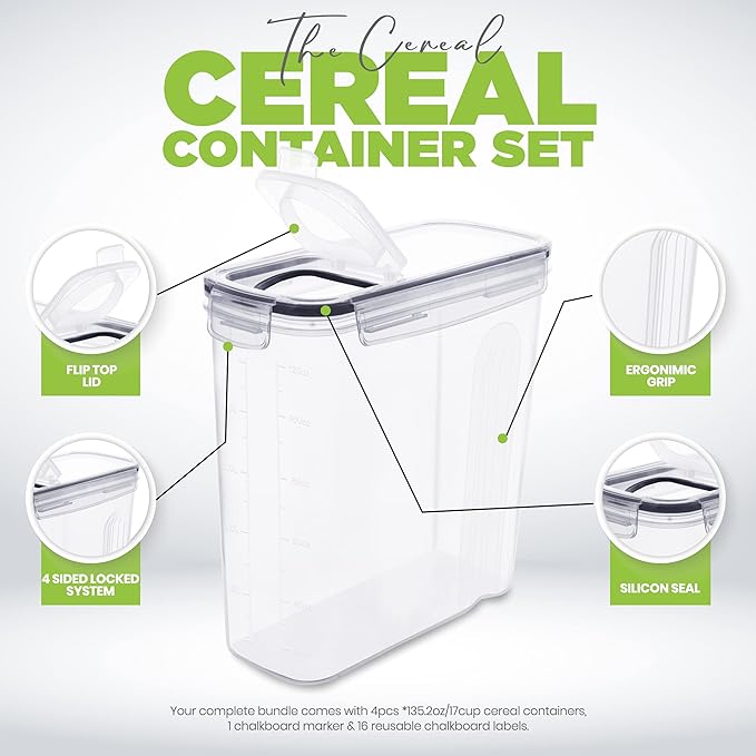 Utopia Kitchen Cereal Containers Storage Set, 2 Pack, BPA-Free Cereal Dispensers - Image 4