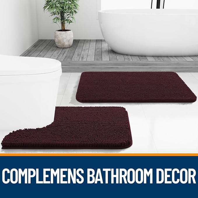 OLANLY Bathroom Runner Rugs 44x24, Soft Absorbent Chenille Bath Rugs, Rubber - Image 7