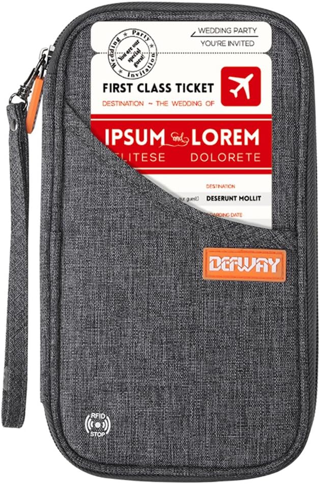 defway Passport Holder Travel Wallet - Family Passport Holder of 4, RFID Blocking Passport Wallet for Men Women, Travel Essentials for Flying, GREY