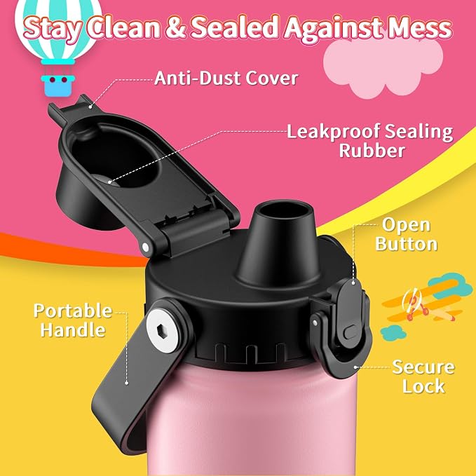 baab 18oz Kids Insulated Water Bottle 18/8 Stainless Steel Kids Cup 2 Pack | - Image 3