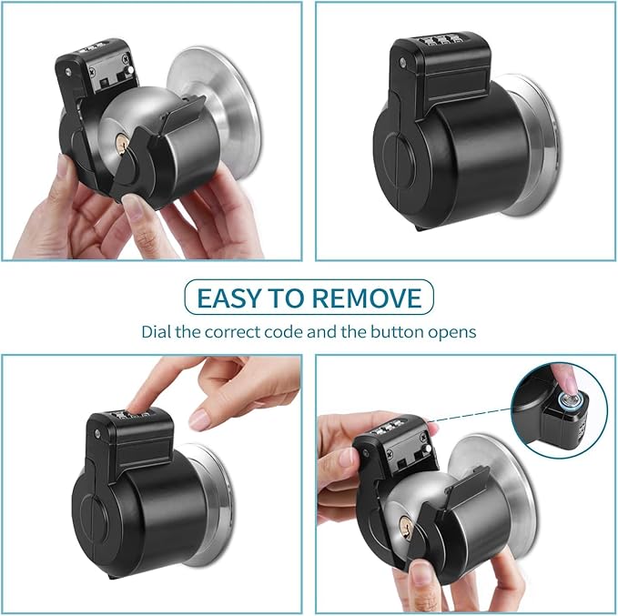 Door Knob Lock Combination Out Device Cover to The Doorknob/Faucet/Water Valve Hose Lock, Temporary Door Handle Combination Lock, Prevents Turning of Door Knob and Access to Keyhole