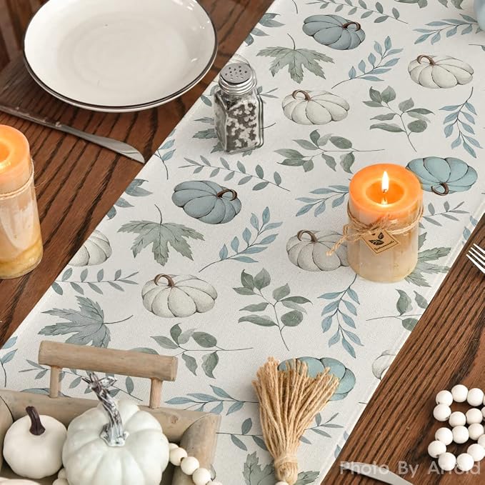 Artoid Mode 210 GSM Fall Table Runner 13x72 Inch Home Party Decor | Blue - Image 7