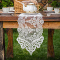 ARTABLE White Lace Table Runner Macrame Vintage Dresser Scarf 10 x 59 Inch | by ARTABLE
