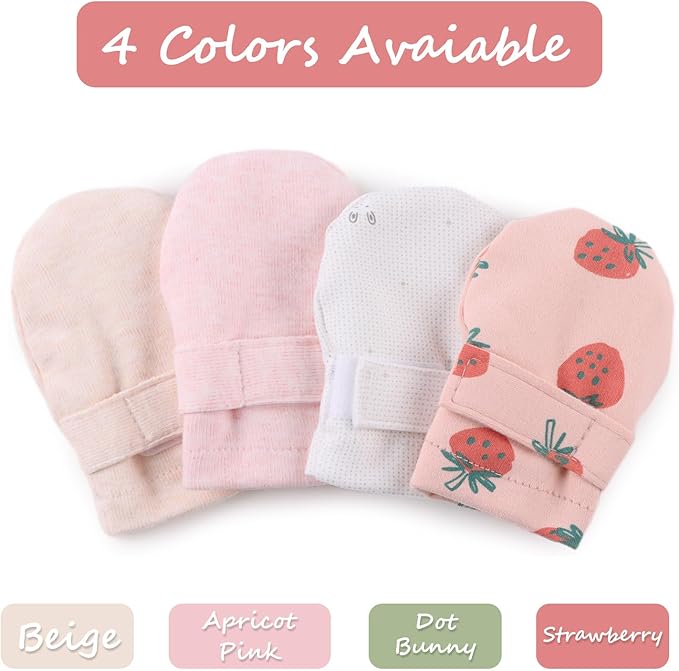 Newborn Baby Mittens Infant No Scratch Gloves Cotton Mitts for Baby Girls Boys